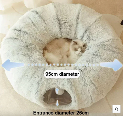 2-i-1 Foldbar Indendørs Kattetunnel og Seng